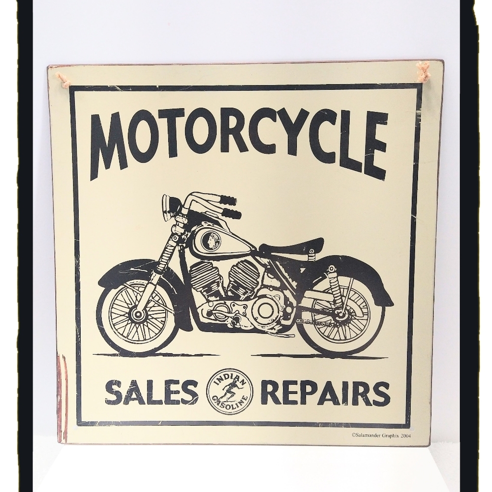 Vintage ☠️Indian Motorcycle Sales &  Repairs ☠️ Distressed Look Metal Sign